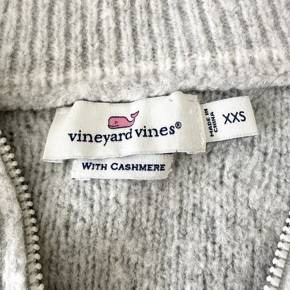 Vineyard Vines Cashmere Wool Sweater Size XXS Gray 1/4 Zip Mock Neck - Picture 5 of 11